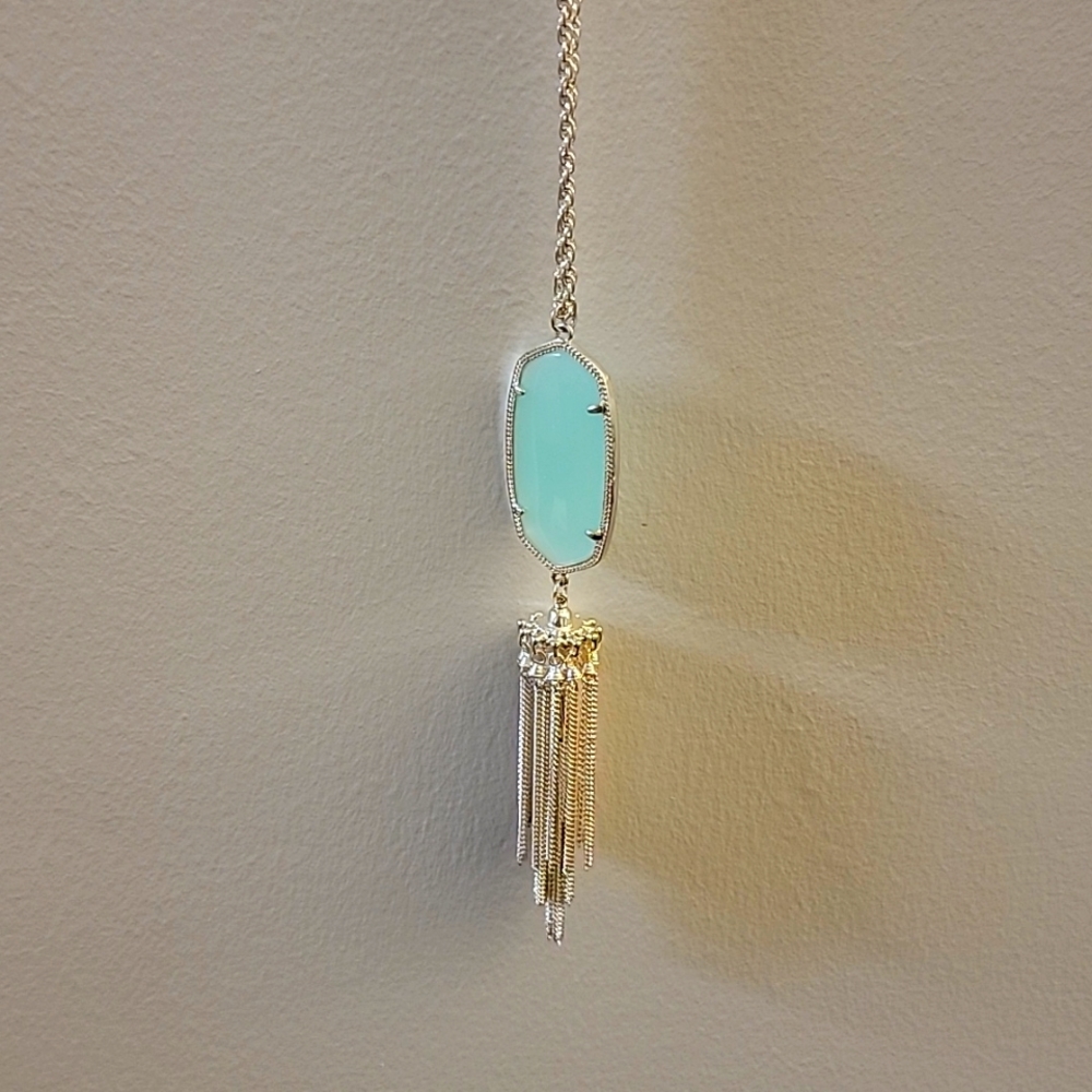 Kendra Scott Rayne Stone Tassel Pendant Necklace - Chalcedony/Gold